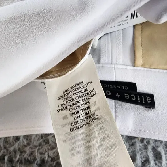 Alice +Olivia Dylan High Waist Wide Leg Pants Women's 4 White Hook & Eye Closure - Picture 10 of 13